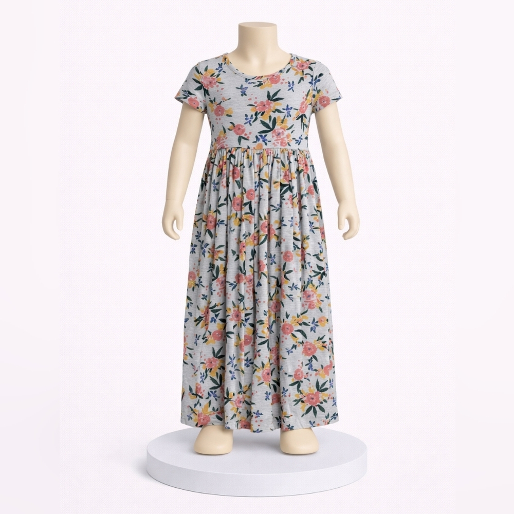 SweetHoney Floral Kids Dress - Pink and Blue